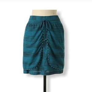 Odille Boho Striped Beaded Faux Wrap Skirt